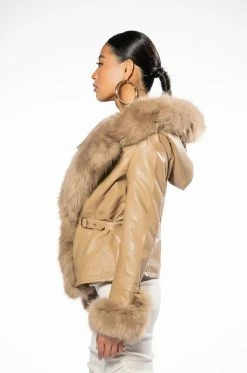 AZALEA WANG NABINA FAUX FUR LINED HOODED MOTO 17 AZALEA WANG NABINA FAUX FUR LINED HOODED MOTO -AKIRA Sales Shop azalea wang nabina fur lined moto caramel 7 7