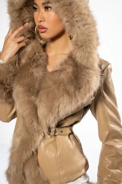 AZALEA WANG NABINA FAUX FUR LINED HOODED MOTO 19 AZALEA WANG NABINA FAUX FUR LINED HOODED MOTO -AKIRA Sales Shop azalea wang nabina fur lined moto caramel 9 9