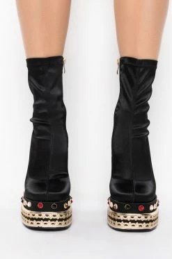 AZALEA WANG NOTICE ME CHUNKY BOOTIE IN BLACK -AKIRA Sales Shop azalea wang notice me chunky bootie in black black 5 5