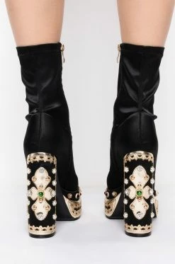 AZALEA WANG NOTICE ME CHUNKY BOOTIE IN BLACK -AKIRA Sales Shop azalea wang notice me chunky bootie in black black 6 6