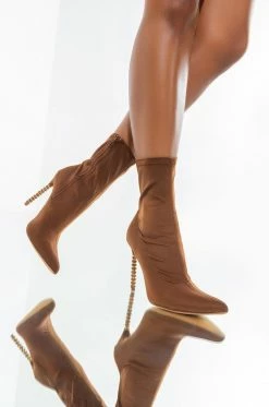 AZALEA WANG ONLY ONE FOR YOU STILETTO BOOTIE IN BROWN
