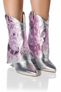 AZALEA WANG PARTY IN THE USA FOLD OVER WESTERN BOOT IN METALLIC