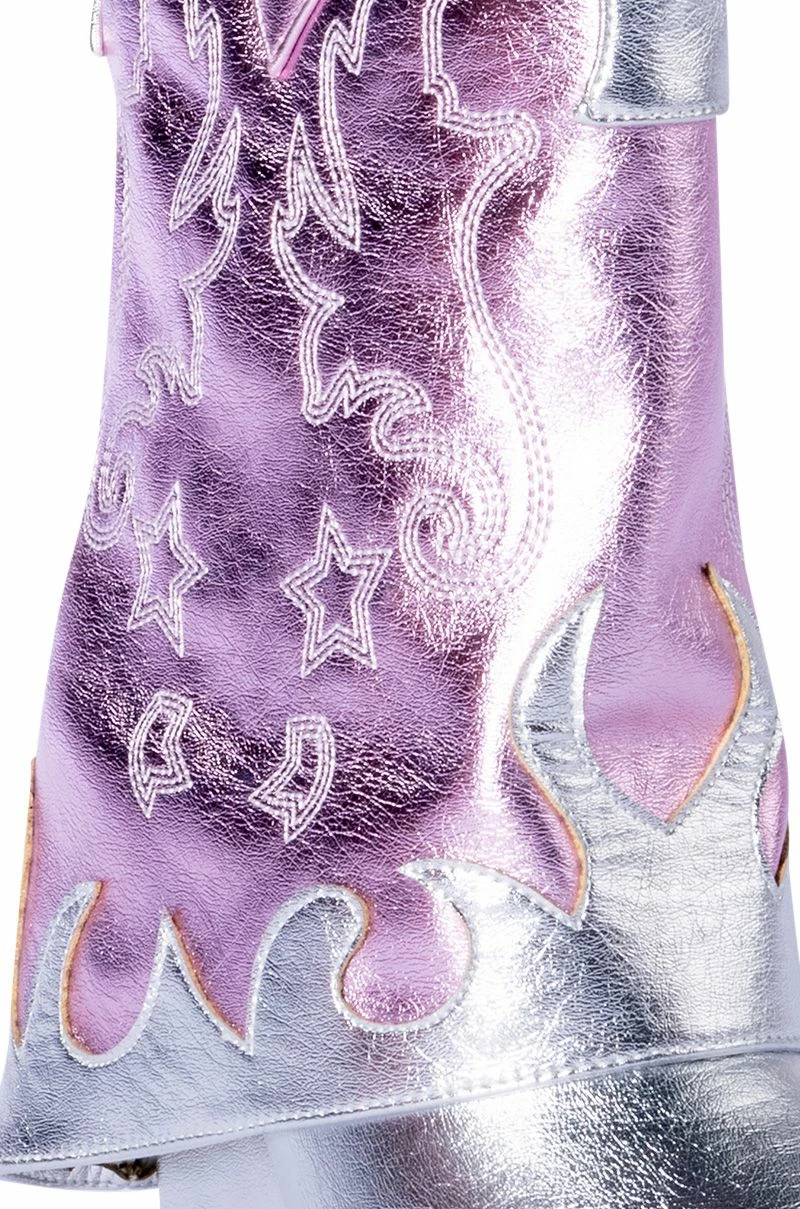 AZALEA WANG PARTY IN THE USA FOLD OVER WESTERN BOOT IN METALLIC - Image 5