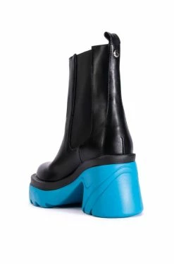 AZALEA WANG PRIMROSE BLUE SOLE CHUNKY BOOTS IN BLACK -AKIRA Sales Shop azalea wang primrose blue sole chunky boots in black blue 4 4