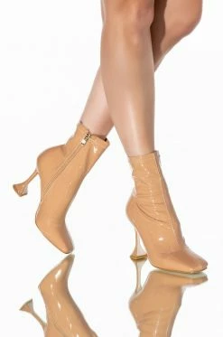 AZALEA WANG PULL ON MY HEART STRINGS STILETTO BOOTIE IN NUDE