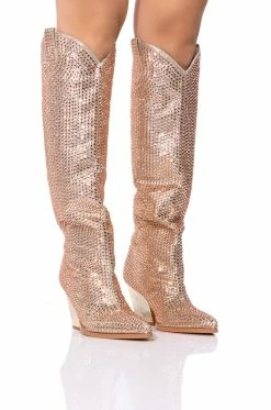 AZALEA WANG RAISE THE BAR EMBELLISHED WESTERN BOOT IN NUDE