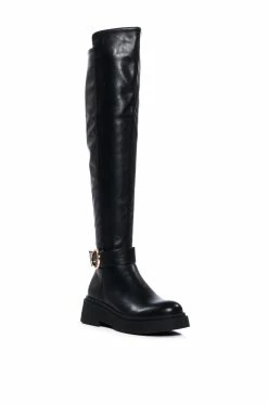 AZALEA WANG REAGAN KNEE HIGH FLAT BOOT IN BLACK 9 AZALEA WANG REAGAN KNEE HIGH FLAT BOOT IN BLACK -AKIRA Sales Shop azalea wang reagan knee high flat boot in black black 3 3