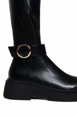 AZALEA WANG REAGAN KNEE HIGH FLAT BOOT IN BLACK 11 AZALEA WANG REAGAN KNEE HIGH FLAT BOOT IN BLACK -AKIRA Sales Shop azalea wang reagan knee high flat boot in black black 5 5