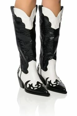 AZALEA WANG SALLY WESTERN BOOTIE IN BLACK WHITE