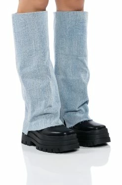 AZALEA WANG SHURI DENIM FOLD OVER BOOT