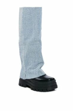 AZALEA WANG SHURI DENIM FOLD OVER BOOT -AKIRA Sales Shop azalea wang shuri denim fold over boot denim 3 3