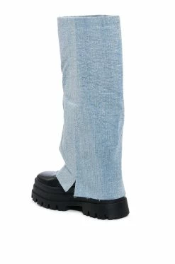 AZALEA WANG SHURI DENIM FOLD OVER BOOT -AKIRA Sales Shop azalea wang shuri denim fold over boot denim 4 4