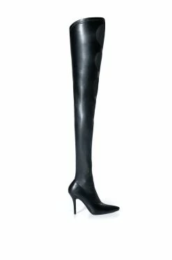 AZALEA WANG SILVIA STRETCH THIGH HIGH BOOT IN BLACK
