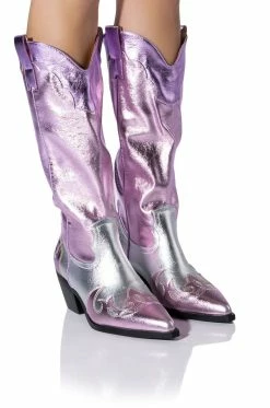 AZALEA WANG SPICE IT UP CHUNKY WESTERN BOOT IN PINK MULTI