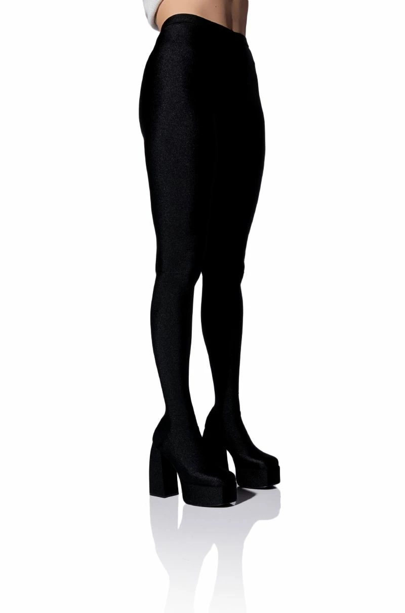 AZALEA WANG STAR STRETCH CHUNKY HEEL PANT BOOT IN BLACK - Image 2
