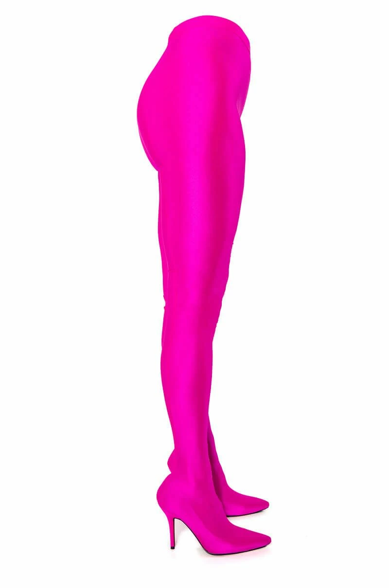 AZALEA WANG STAR STRETCH STILETTO PANT BOOT IN FUCHSIA - Image 9