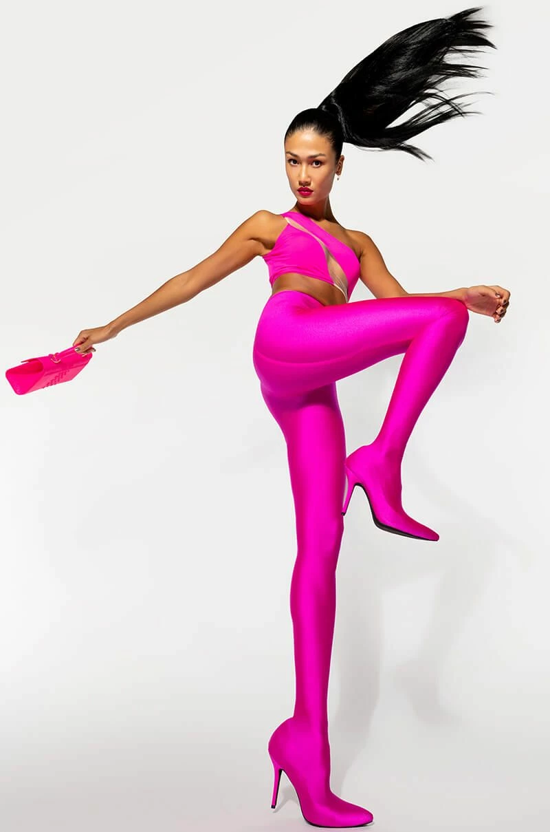 AZALEA WANG STAR STRETCH STILETTO PANT BOOT IN FUCHSIA