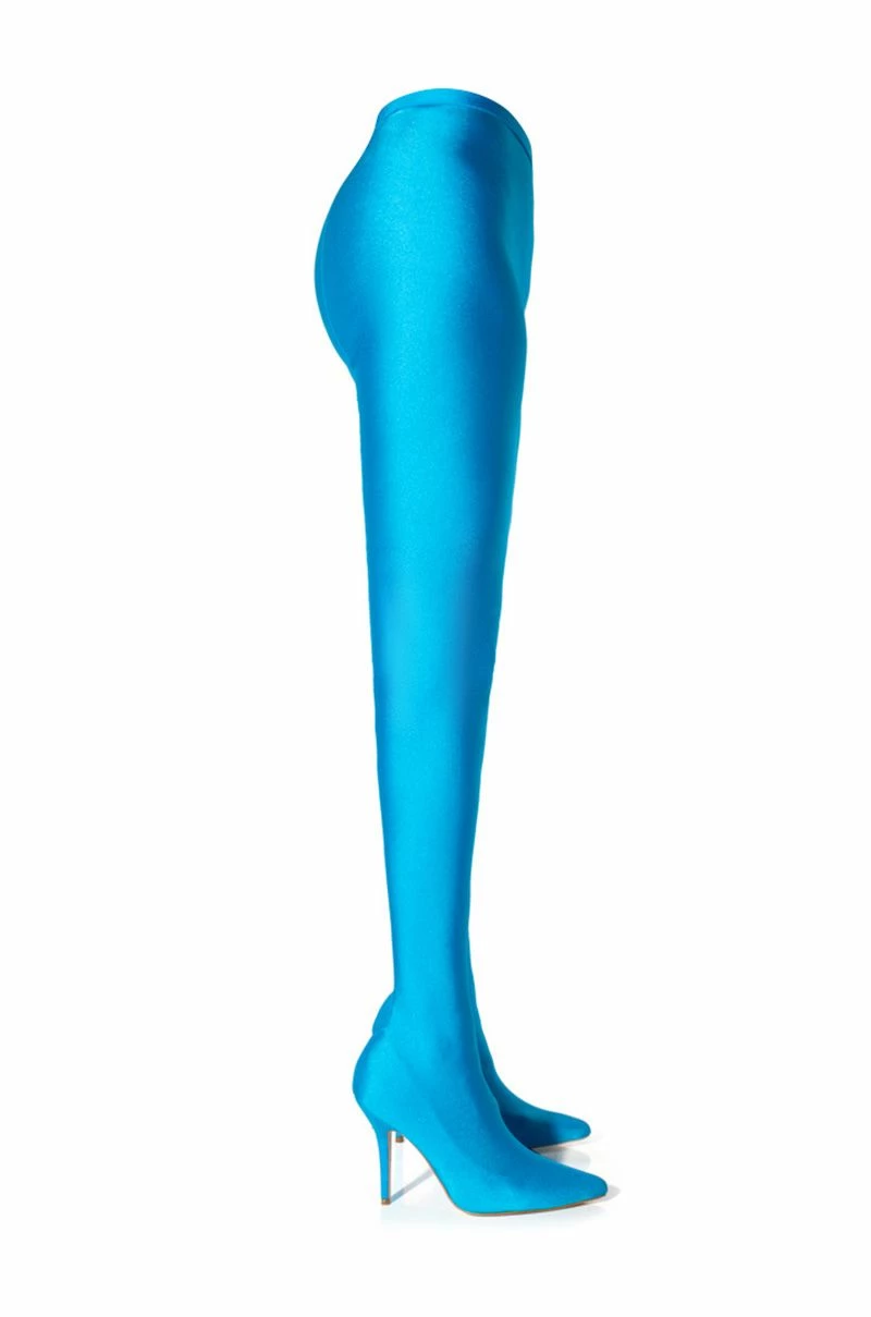 AZALEA WANG STAR STRETCH STILETTO PANT BOOT IN TURQUOISE - Image 2