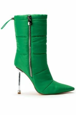 AZALEA WANG STEPPING OUT STILETTO PUFFER BOOTIE IN GREEN
