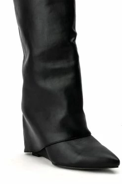 AZALEA WANG STUCK ON YOU WEDGE BOOT IN BLACK -AKIRA Sales Shop azalea wang stuck on you wedge boot in black black 5 5 c1 c1