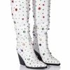AZALEA WANG SWEET TREAT RHINESTONE EMBELLISHED WESTERN BOOT IN WHITE