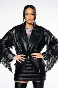 AZALEA WANG THE BOYFRIEND COWGIRL PU MOTO JACKET