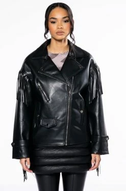 AZALEA WANG THE BOYFRIEND COWGIRL PU MOTO JACKET -AKIRA Sales Shop azalea wang the boyfriend cowgirl pu moto jacket black 4 4