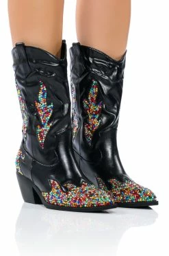 AZALEA WANG VINNY EMBELLISHED WESTERN BOOTIE