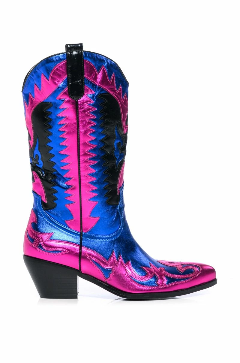 AZALEA WANG WAY METALLIC BOOT IN BLUE 4 AZALEA WANG WAY METALLIC BOOT IN BLUE - Image 2