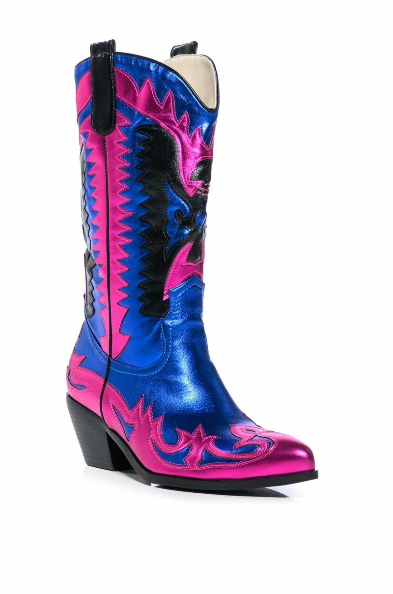 AZALEA WANG WAY METALLIC BOOT IN BLUE 5 AZALEA WANG WAY METALLIC BOOT IN BLUE - Image 3