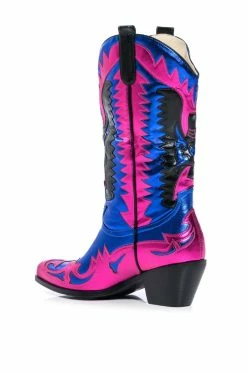 AZALEA WANG WAY METALLIC BOOT IN BLUE 10 AZALEA WANG WAY METALLIC BOOT IN BLUE -AKIRA Sales Shop azalea wang way metallic boot in blue blue 4 4