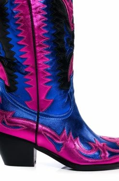 AZALEA WANG WAY METALLIC BOOT IN BLUE 11 AZALEA WANG WAY METALLIC BOOT IN BLUE -AKIRA Sales Shop azalea wang way metallic boot in blue blue 5 5