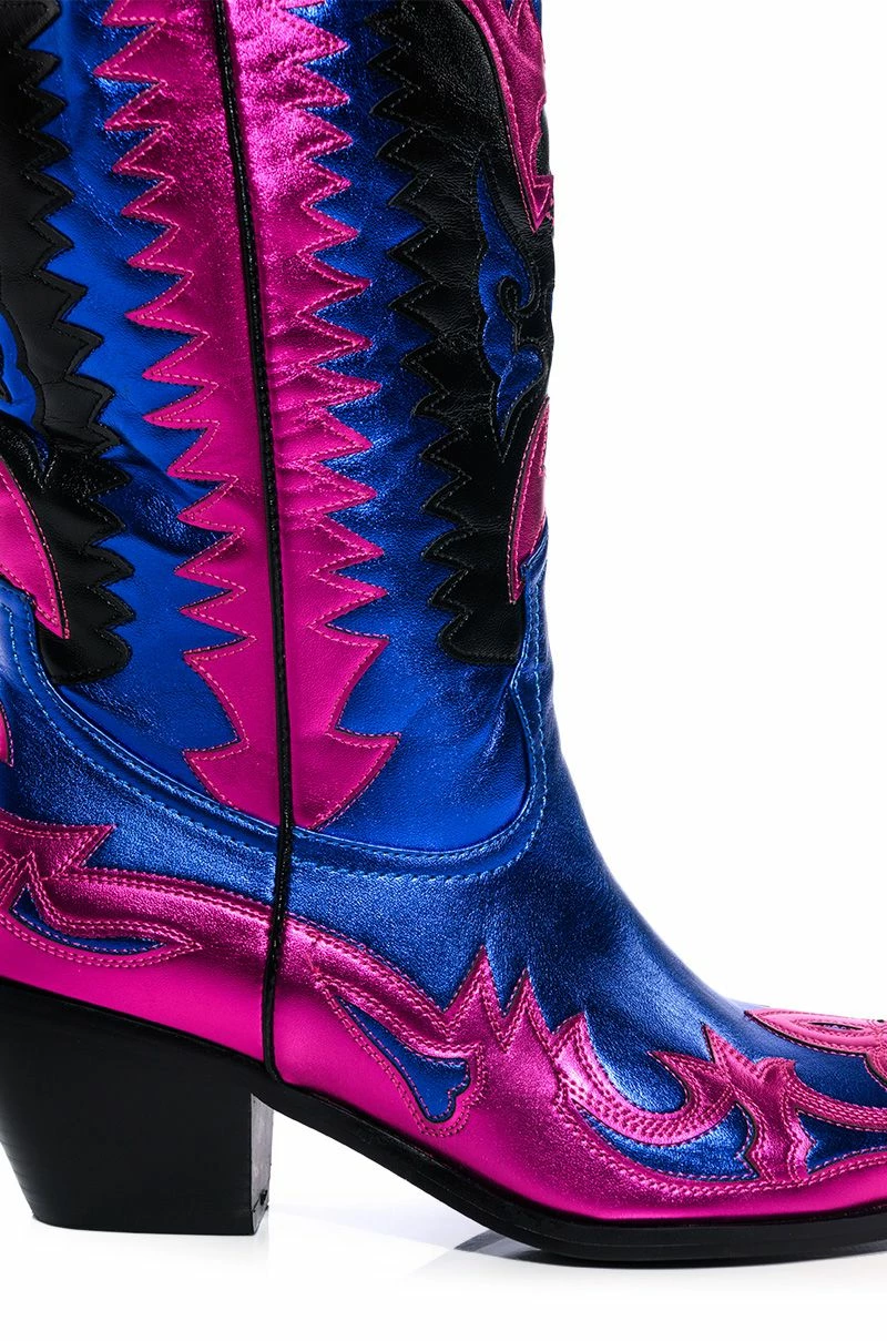 AZALEA WANG WAY METALLIC BOOT IN BLUE 7 AZALEA WANG WAY METALLIC BOOT IN BLUE - Image 5