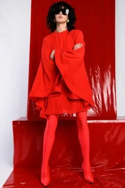 BAD ROMANCE RELAXED DRAPE MINI DRESS -AKIRA Sales Shop bad romance relaxed drape mini dress red 4 4