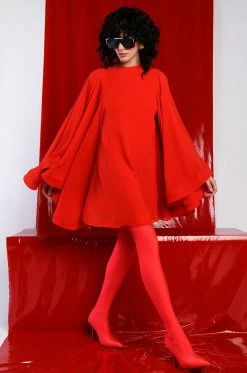 BAD ROMANCE RELAXED DRAPE MINI DRESS -AKIRA Sales Shop bad romance relaxed drape mini dress red 5 5