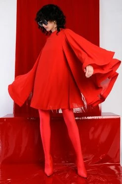 BAD ROMANCE RELAXED DRAPE MINI DRESS -AKIRA Sales Shop bad romance relaxed drape mini dress red 6 6