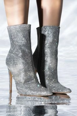BALLER SILVER GLITTER BOOTIE -AKIRA Sales Shop baller silver glitter bootie silver 1 1 c1