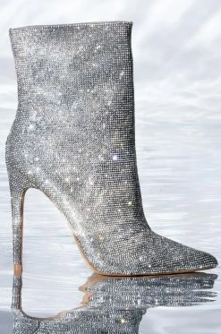 BALLER SILVER GLITTER BOOTIE -AKIRA Sales Shop baller silver glitter bootie silver 4 4 c1
