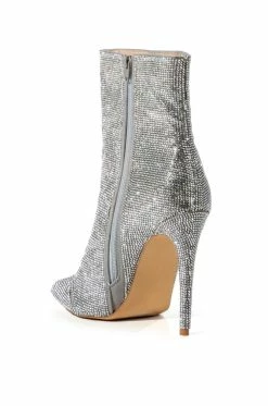 BALLER SILVER GLITTER BOOTIE -AKIRA Sales Shop baller silver glitter bootie silver 6 6 c1