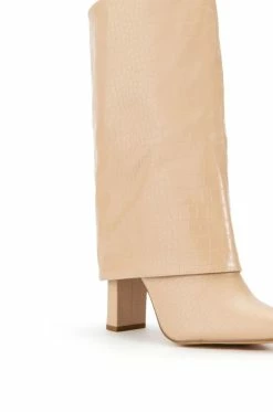 BALTINA CROC TAN FOLD OVER BOOT -AKIRA Sales Shop baltina croc tan fold over boot tan 5 5
