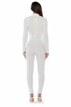 BEAT THE ODDS TEXTURED CATSUIT -AKIRA Sales Shop beat the odds textured catsuit white 4 4