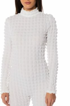 BEAT THE ODDS TEXTURED CATSUIT -AKIRA Sales Shop beat the odds textured catsuit white 5 5