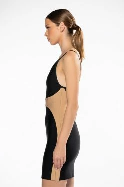 BODIED COLORBLOCK BANDAGE MINI DRESS -AKIRA Sales Shop bodied colorblock bandage mini dress black multi 4 4