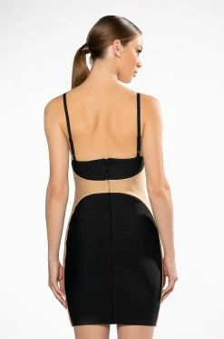 BODIED COLORBLOCK BANDAGE MINI DRESS -AKIRA Sales Shop bodied colorblock bandage mini dress black multi 5 5