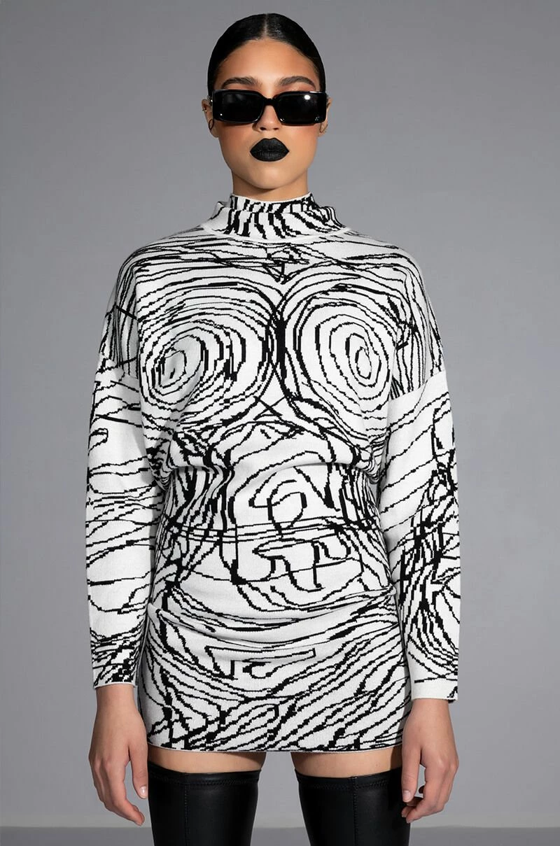 BODY WORK ABSTRACT LONG SLEEVE KNIT MINI DRESS 6 BODY WORK ABSTRACT LONG SLEEVE KNIT MINI DRESS - Image 4