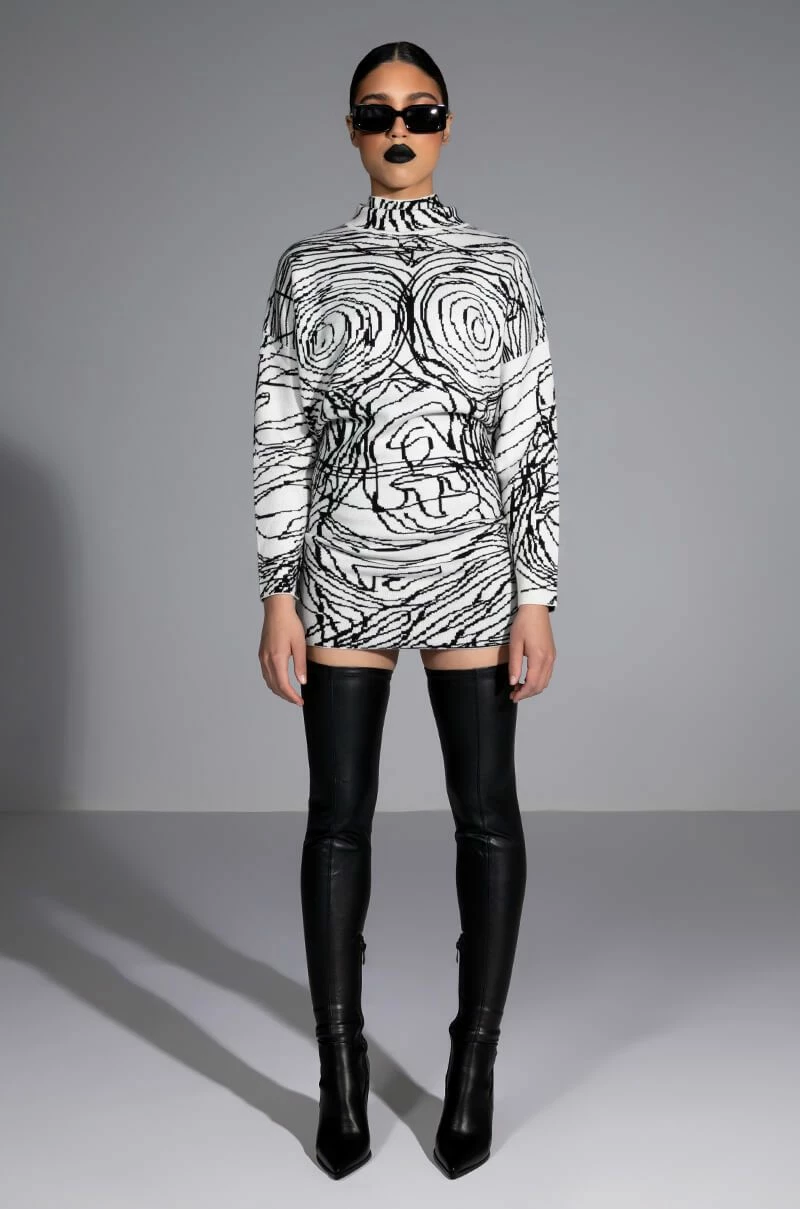 BODY WORK ABSTRACT LONG SLEEVE KNIT MINI DRESS 7 BODY WORK ABSTRACT LONG SLEEVE KNIT MINI DRESS - Image 5