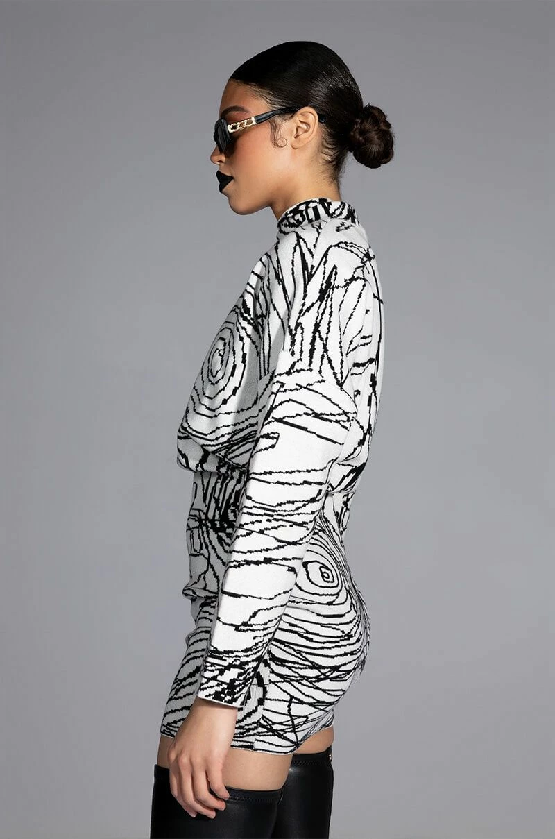 BODY WORK ABSTRACT LONG SLEEVE KNIT MINI DRESS 3 BODY WORK ABSTRACT LONG SLEEVE KNIT MINI DRESS