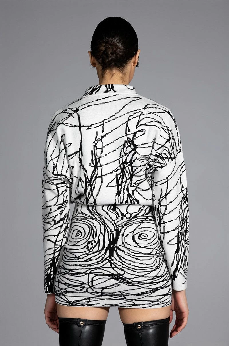 BODY WORK ABSTRACT LONG SLEEVE KNIT MINI DRESS 4 BODY WORK ABSTRACT LONG SLEEVE KNIT MINI DRESS - Image 2
