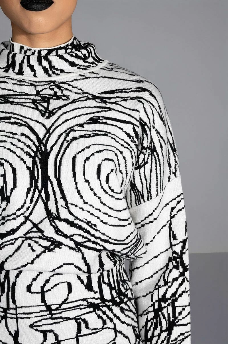 BODY WORK ABSTRACT LONG SLEEVE KNIT MINI DRESS 5 BODY WORK ABSTRACT LONG SLEEVE KNIT MINI DRESS - Image 3