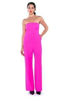 BREA STRAPLESS WIDE LEG JUMPSUIT -AKIRA Sales Shop brea strapless wide leg jumpsuit hot pink 7 7